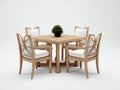 Salon de jardin repas - bois massif-tissu - 120 x 120 x 75 cm - bois naturel-blanc - style élégant