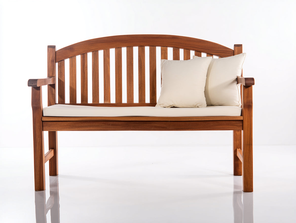 Banc de jardin - Bois-Tissu - 124x61x92 cm - Marron-Écru - Style classique