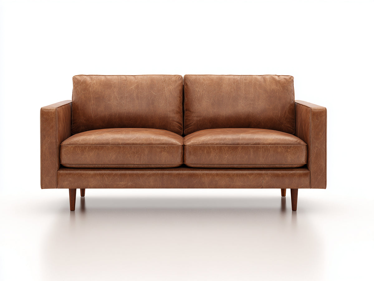 Canapé 2 places - Cuir - 160x82x81 cm - Camel - Style moderne