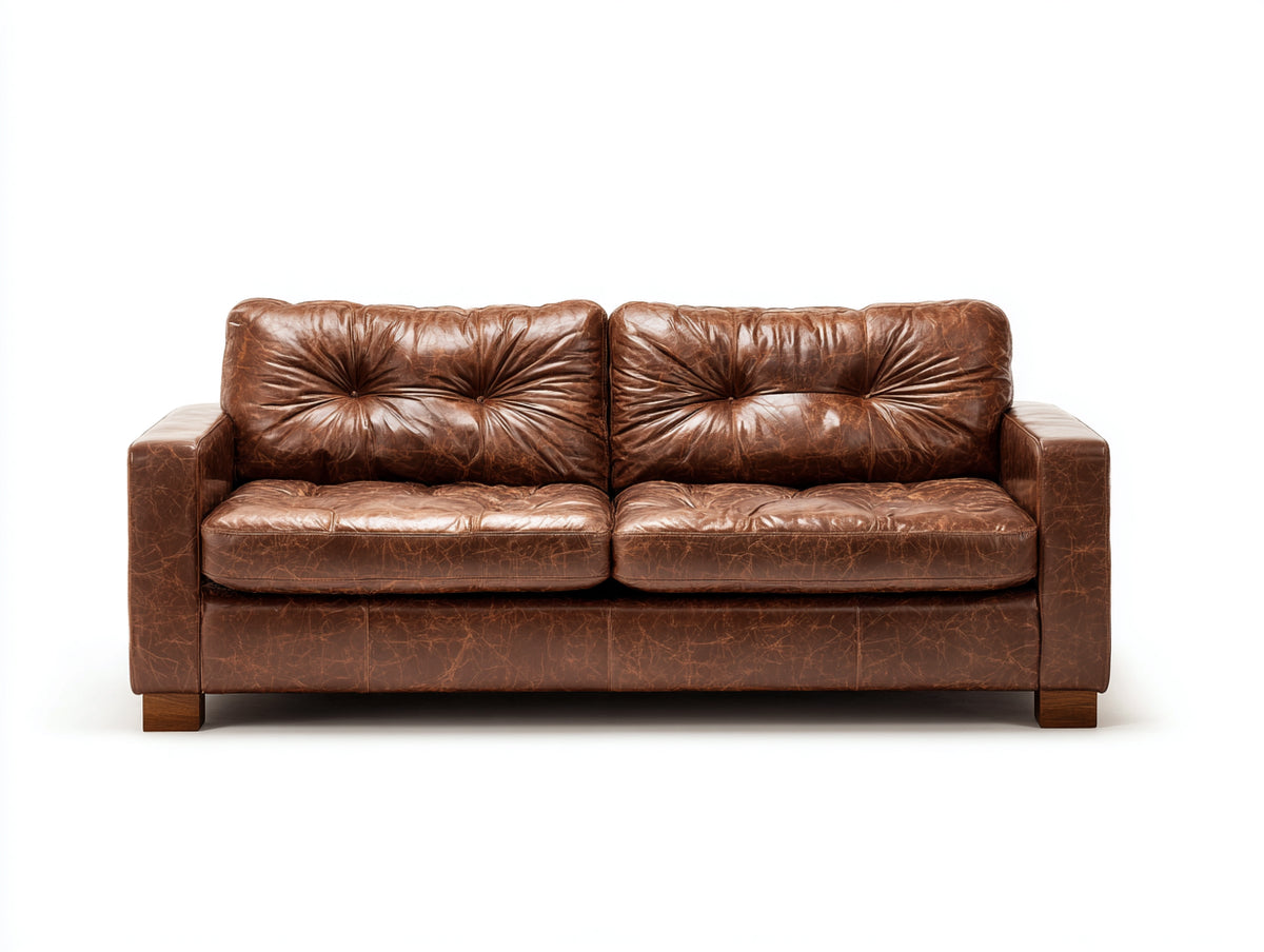 Canapé 2 places - Similicuir - 174x88x84 cm - Marron cognac - Style vintage