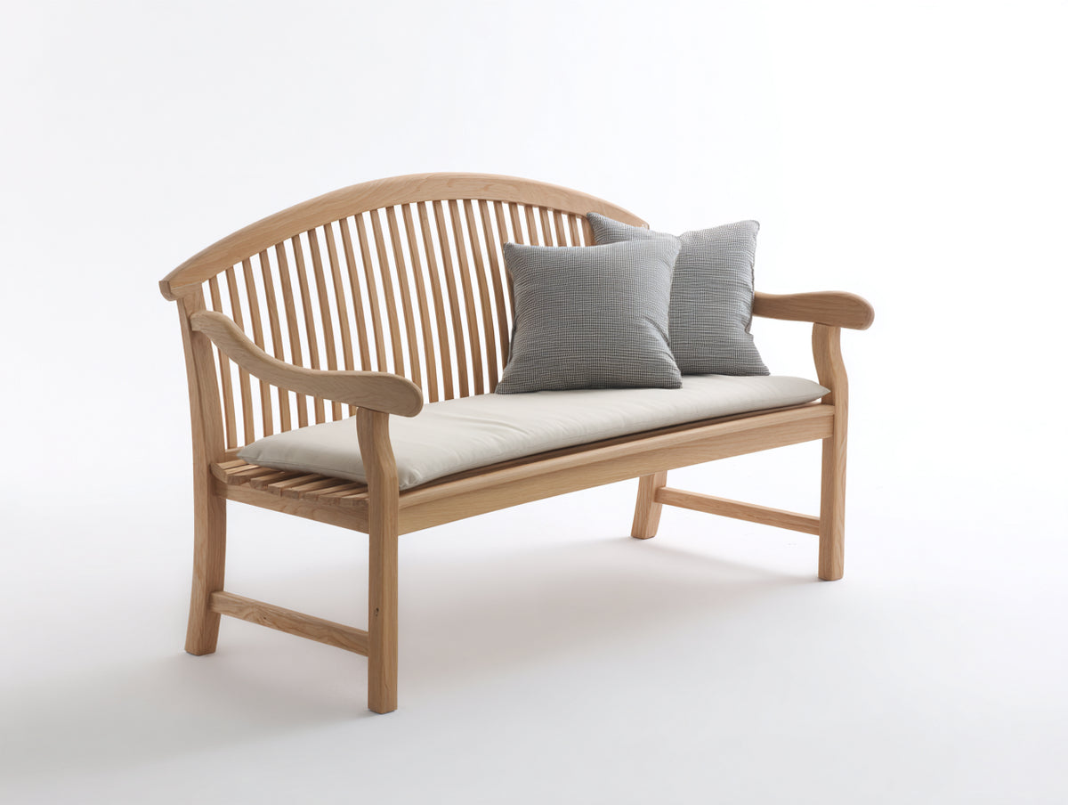 Banc de jardin - Teck-Tissu - 129x62x91 cm - Marron clair-Écru - Style élégant