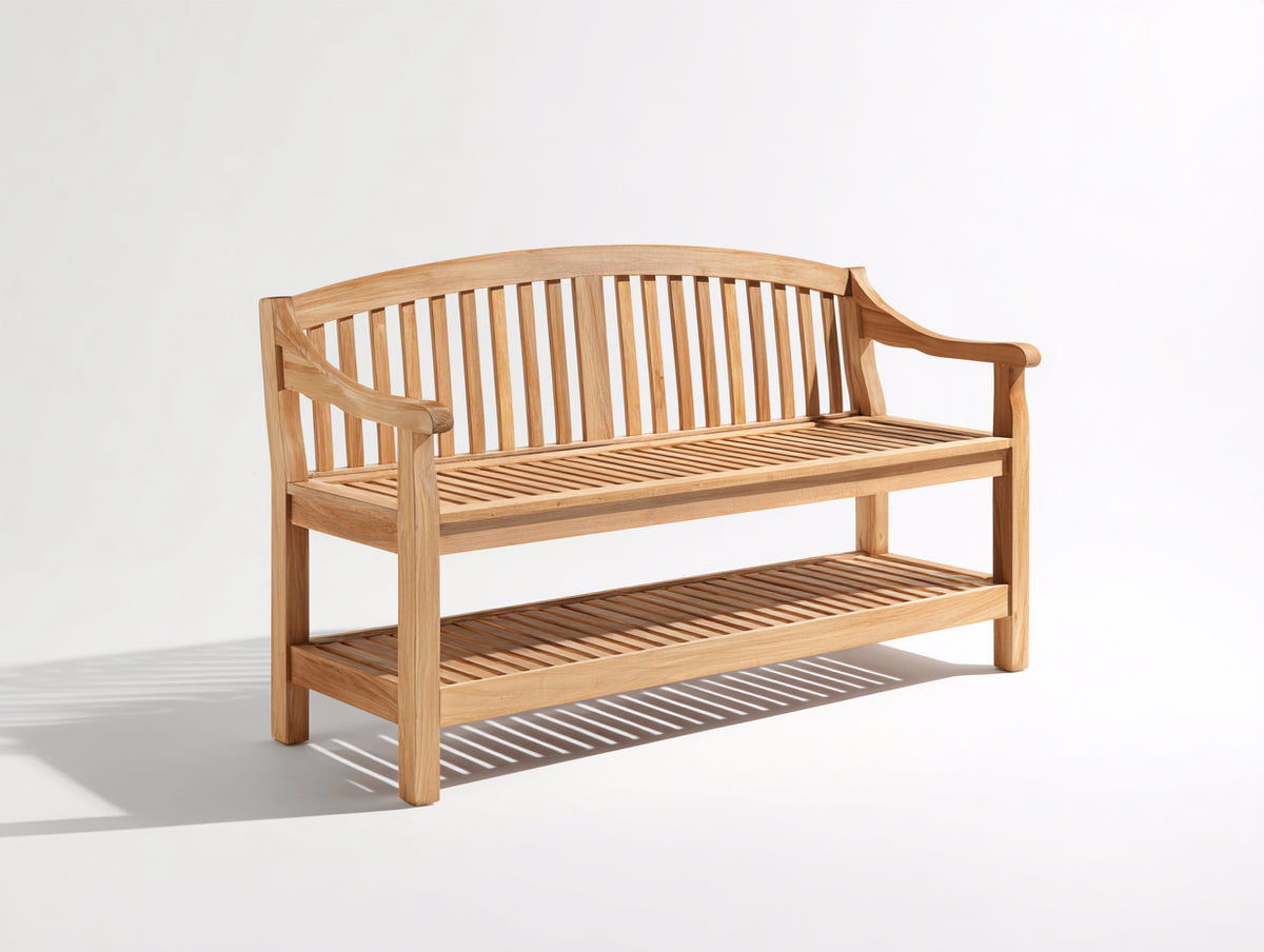 Banc de jardin - Teck - 134x61x91 cm - Marron clair - Style traditionnel