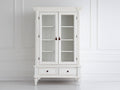 Vitrine - Bois-Verre - 98x44x190 cm - Blanc - Style classique