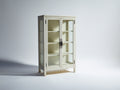 Vitrine - Bois-Verre - 82x38x160 cm - Blanc cassé - Style rustique