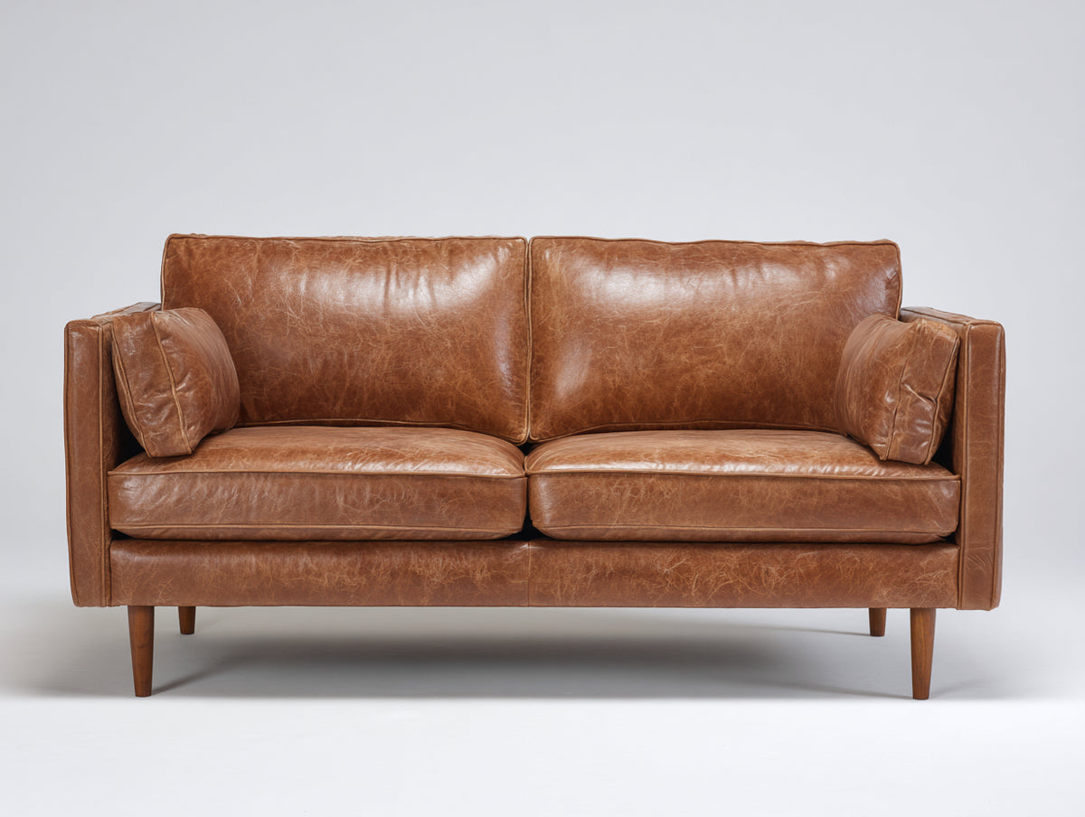 Canapé 2 places - Cuir - 172x86x84 cm - Cognac - Style moderne