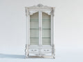 Vitrine - Bois-Verre - 98x45x202 cm - Blanc patiné - Style classique