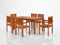 Salon de jardin repas - bois massif - 160 x 88 x 75 cm - brun chaud - style épuré