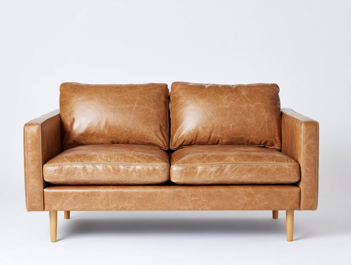 Canapé 2 places - Similicuir - 158x86x83 cm - Camel - Style contemporain