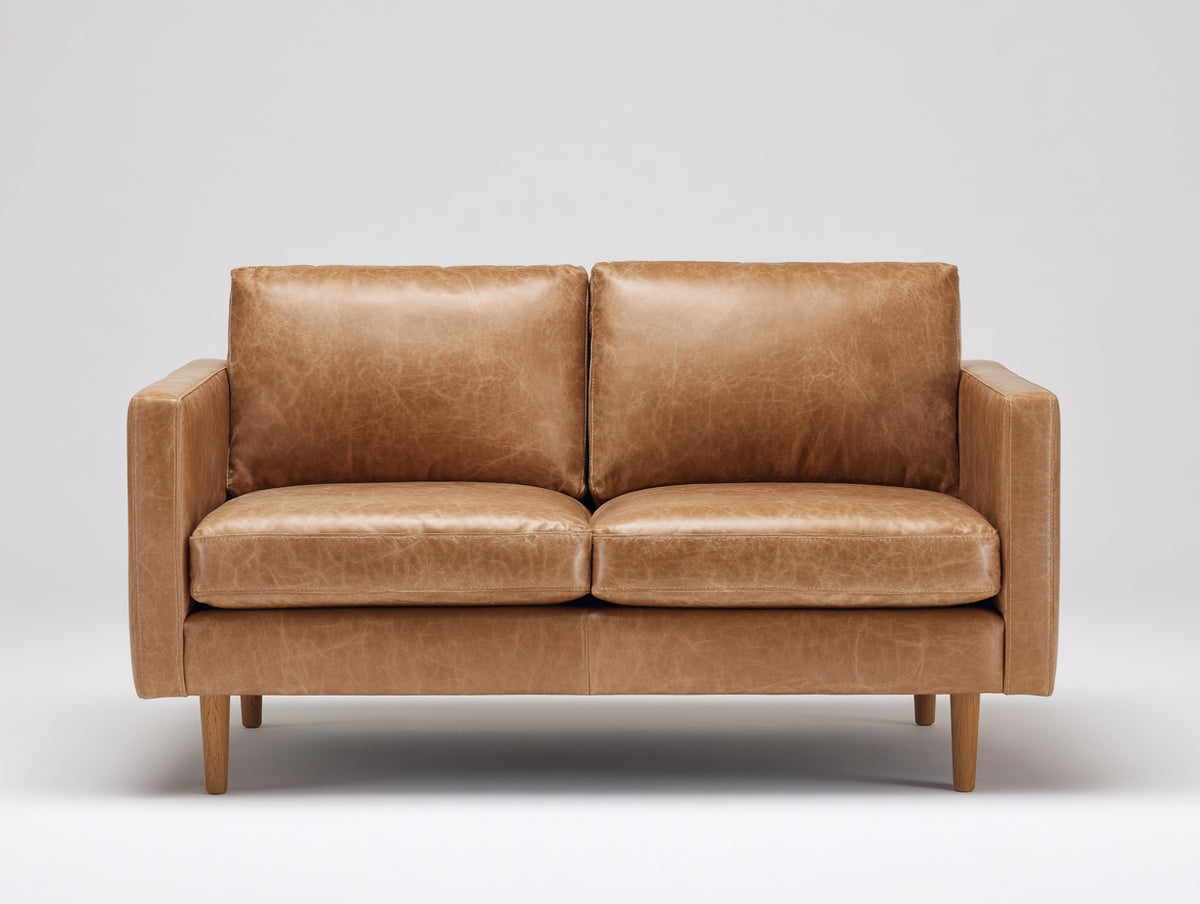 Canapé 2 places - Similicuir - 159x82x84 cm - Camel - Style moderne