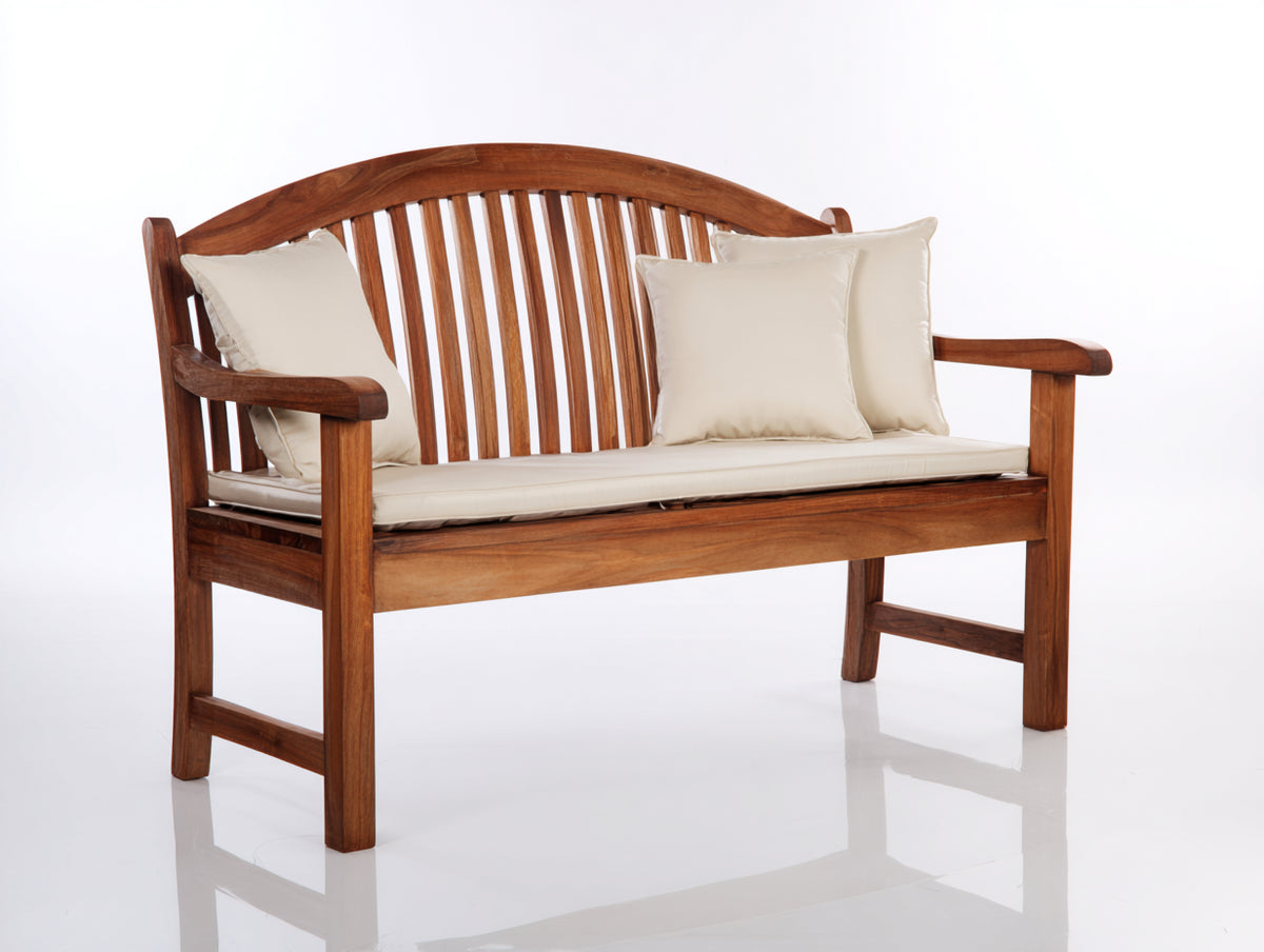 Banc de jardin - Bois-Tissu - 128x62x94 cm - Marron-Écru - Style classique