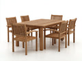 Salon de jardin repas - bois massif - 170 x 90 x 75 cm - bois naturel - style naturel