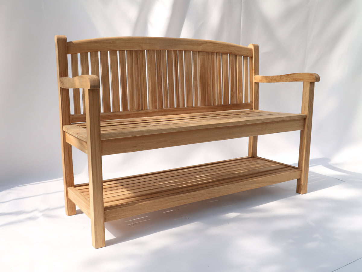 Banc de jardin - Teck - 130x60x95 cm - Marron clair - Style naturel