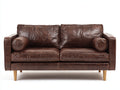 Canapé 2 places - Cuir - 172x90x86 cm - Brun chocolat - Style rétro