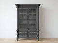 Vitrine - Bois-Verre - 105x46x195 cm - Gris anthracite - Style classique