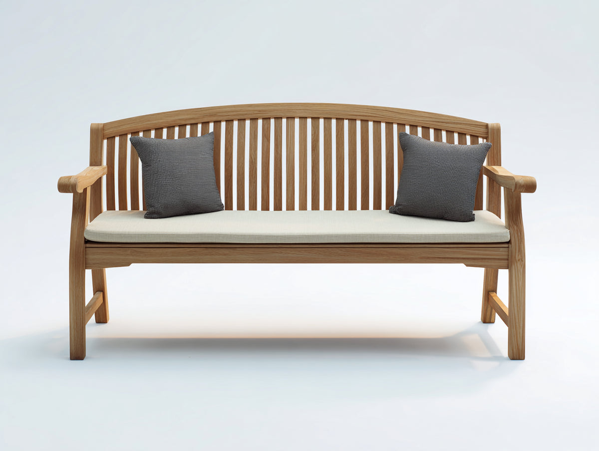 Banc de jardin - Bois-Tissu - 154 x 60 x 92 cm - Naturel-Crème - Style classique