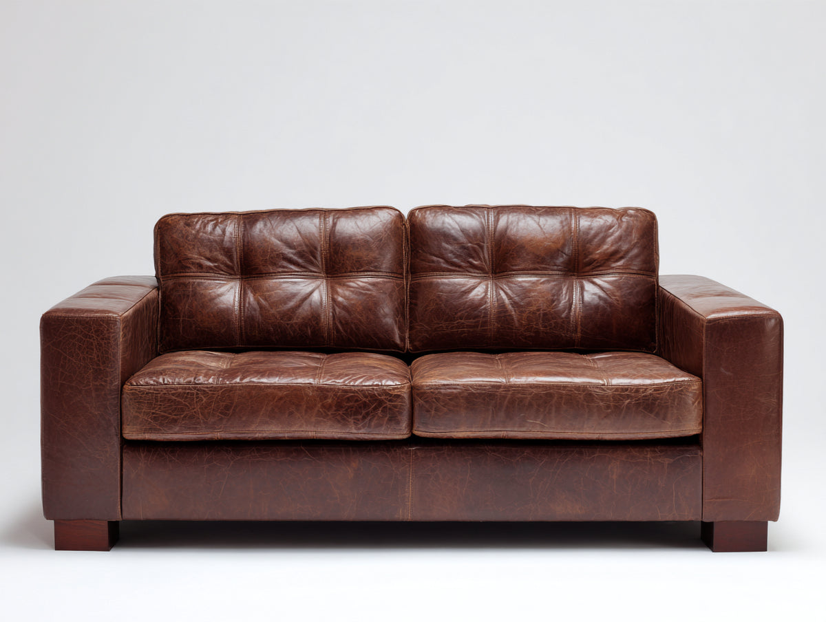 Canapé 2 places - Similicuir - 172x87x85 cm - Marron acajou - Style classique